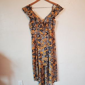 High-low yellow floral dress- XL - preowned